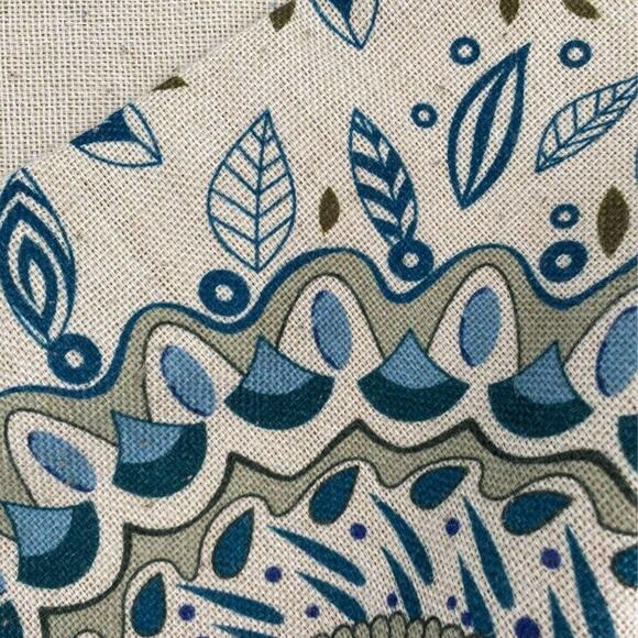 Pillow Shams Covers Set of 2 Blue Beige Floral Mandala Zipper Decor 17 X 17 In - Picture 6 of 6